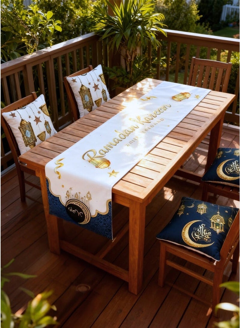 Ramadan Decorations, 5pcs RamadanTable Decorations with Ramadan Table Runner and 4 Pcs Decorative Pillow Covers - Image 1